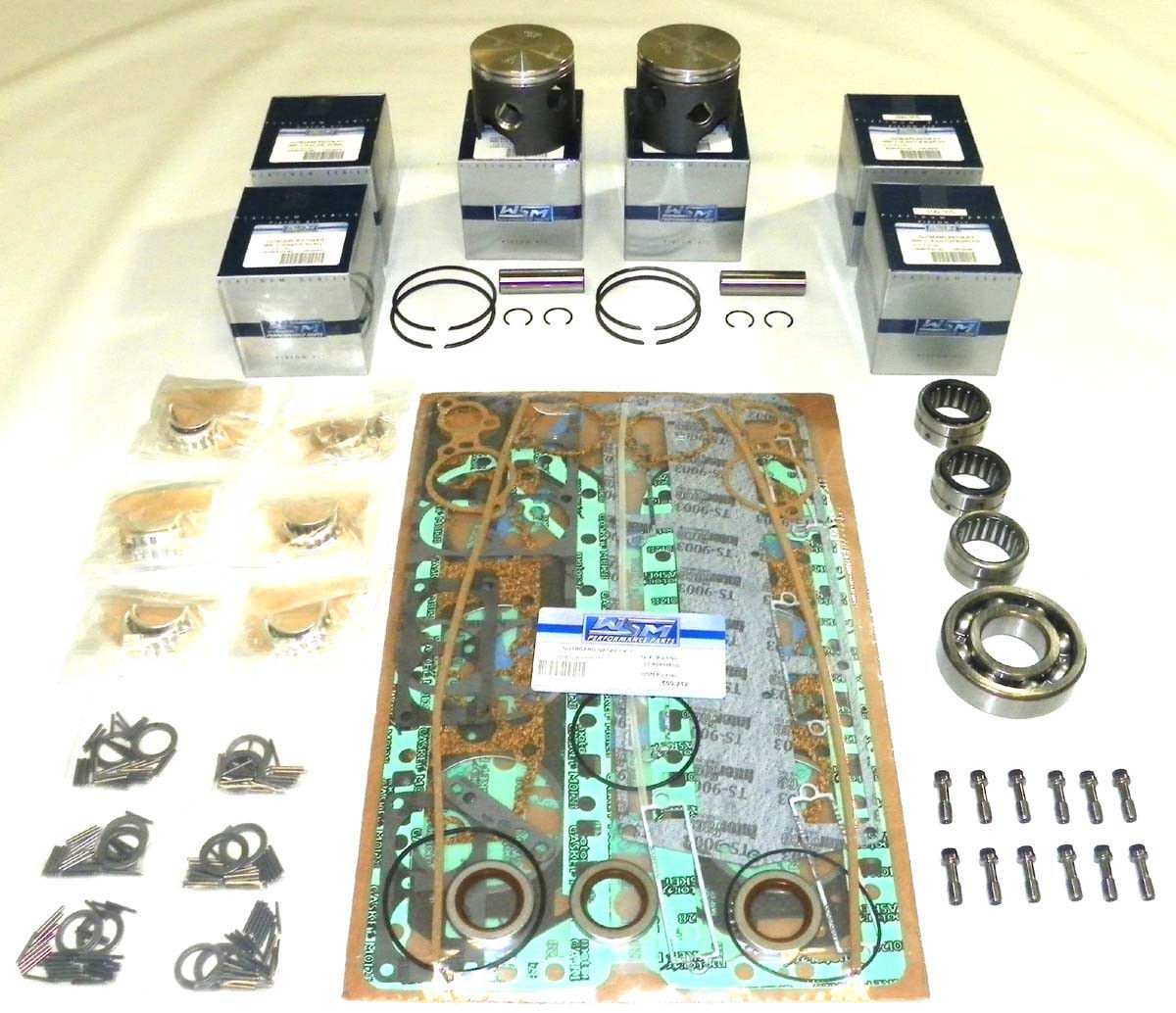 WSM Mercury 150 Hp '83-91 6 Cyl (Bottom Guided) Rebuild Kit, STD 3.125 100-50-10