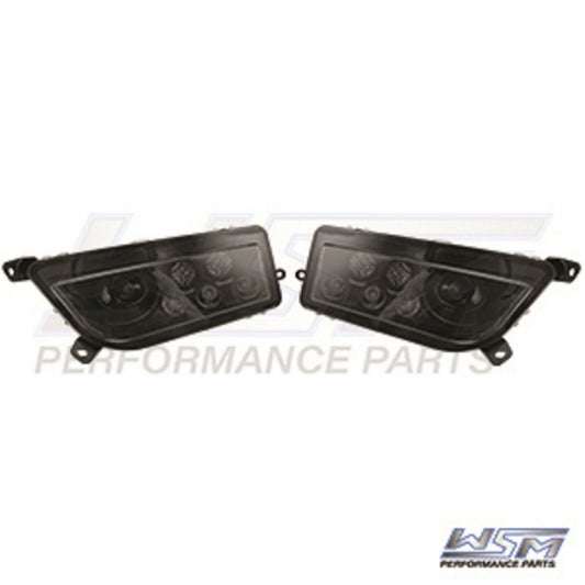 WSM L.E.D HEADLIGHTS: POLARIS 1000 RZR - SMOKED LENSES - LED PAIR - 020-351-00