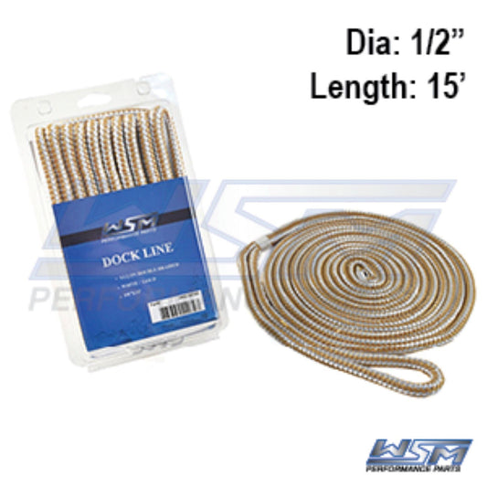 WSM Dock Line 1/2'' x 15' Nylon Gold - 1000-1215G