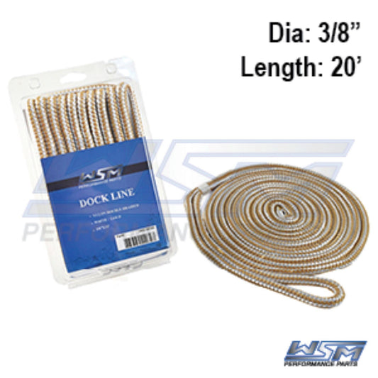 WSM Dock Line 3/8'' x 20' Nylon Gold - 1000-3820G