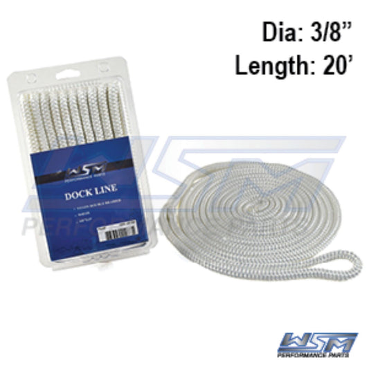 WSM Dock Line 3/8'' x 20' Nylon White - 1000-3820W