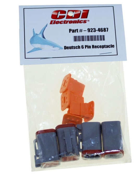 CDI DEUTSCH RECEPTACLE, 6-PIN W/LOCKING WEDGE JOHNSON / EVINRUDE 9.9 - 923-4687