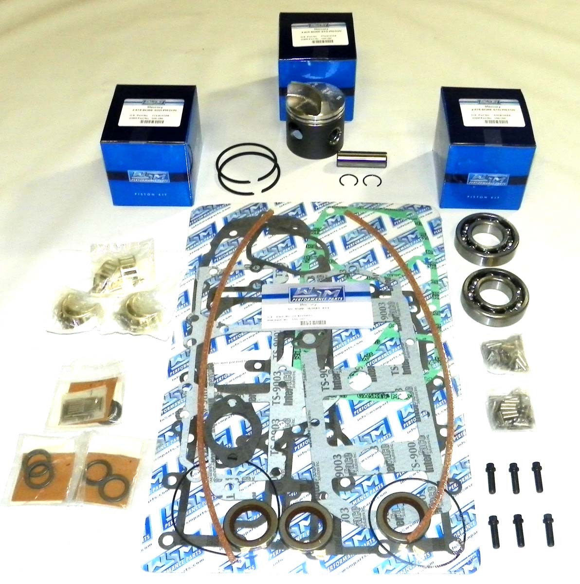 Mercury 50 / 60 Hp 3 Cyl Cross Flow Low Dome Rebuild Kit - .010 SIZE 100-15-11