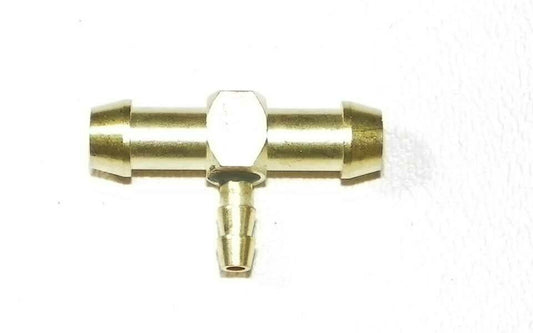 WSM BRASS T FITTING - 1/4 X 1/4 X 1/8 BARB - 006-535