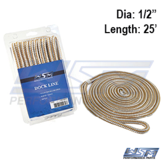 WSM Dock Line 1/2'' x 25' Nylon Gold - 1000-1225G